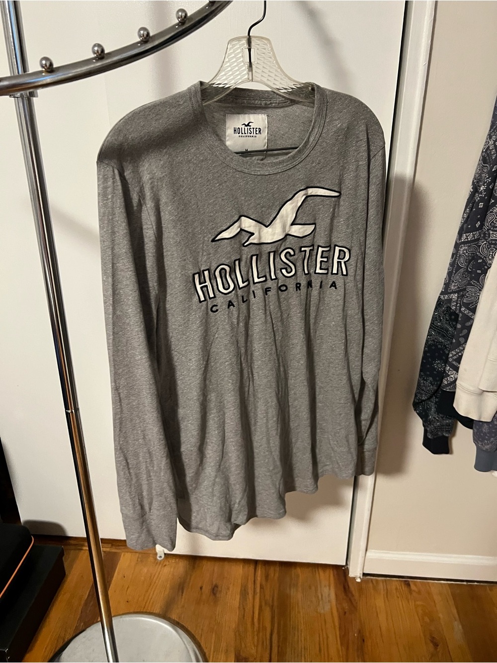 Hollister Gray Crewneck Logo Sweater